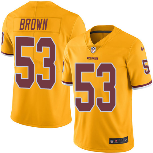 Nike Redskins #53 Zach Brown Gold Youth Stitched NFL Limited Rush Jersey